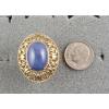 LINDE LINDY CF BLUE STAR SAPPHIRE CREATED 2ND YELLOW GOLD ION PLT STAINLESS RING