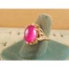 PMP LINDE LINDY TRANS HOT PINK STAR SAPPHIRE CREATED SOLID 10K YELLOW GOLD RING