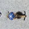 VINTAGE LINDE LINDY CORNFLOWER BLUE STAR SAPPHIRE CREATED RING  YG PLATE .925 SS