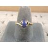 VINTAGE LINDE LINDY CORNFLOWER BLUE STAR SAPPHIRE CREATED RING  YG PLATE .925 SS