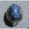 PMP LINDE LINDY HUGE 16x12 MM CORNFLOWER BLUE STAR SAPPHIRE CREATED RING .925 SS