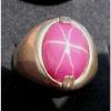 MENS 16X12mm 9+ CT LINDE LINDY PINK STAR SAPPHIRE CREATED RUBY SECOND RING SS