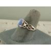 VINTAGE SIGNED LINDE AZURE BLUE STAR SAPPHIRE CREATED RING RHOD PL .925 S/S