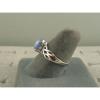 VINTAGE SIGNED LINDE AZURE BLUE STAR SAPPHIRE CREATED RING RHOD PL .925 S/S