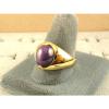 VINTAGE LINDE LINDY PLUM PURPLE STAR SAPPHIRE CREATED RING  YG PLATE .925 SS