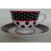 Linde Lane Dress Up High Heel Shoe China Tea Cup Saucer Teacup Black Red Polka