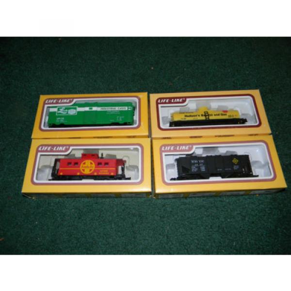 HO scale 4 car Life Like Lot Linde Box Hudson Tanker Santa Fe caboose Erie Hoppr #1 image