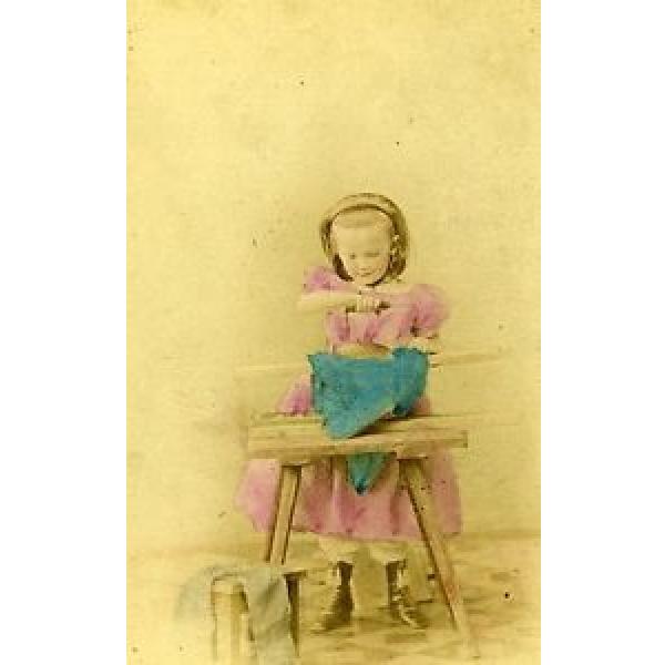 Young Girl &amp; her Toys Berlin Germany Old CDV Photo Linde 1870 #1 image