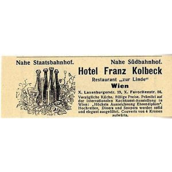 Franz Kolbeck Wien Hotel u. Restaurant &#034;zur Linde&#034; Historische Reklame von 1909 #1 image