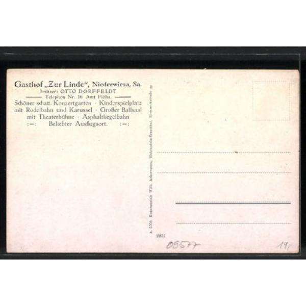 AK Niederwiesa, Gasthof zur Linde v. O. Dörffeldt mit Gartenlokal, Gastzimmer, #2 image