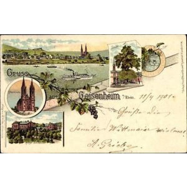 Litho Geisenheim am Rhein Hessen, Pfarrkirche, Lehranstalt, Linde,... - 10085752 #1 image