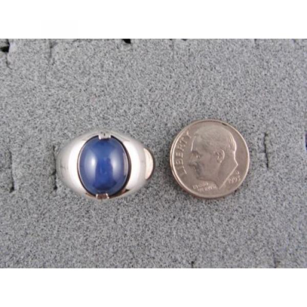 VINTAGE SIGNED LINDE LINDY CRNFLWR BLUE STAR SAPPHIRE CREATED RING RHD P .925 SS #5 image