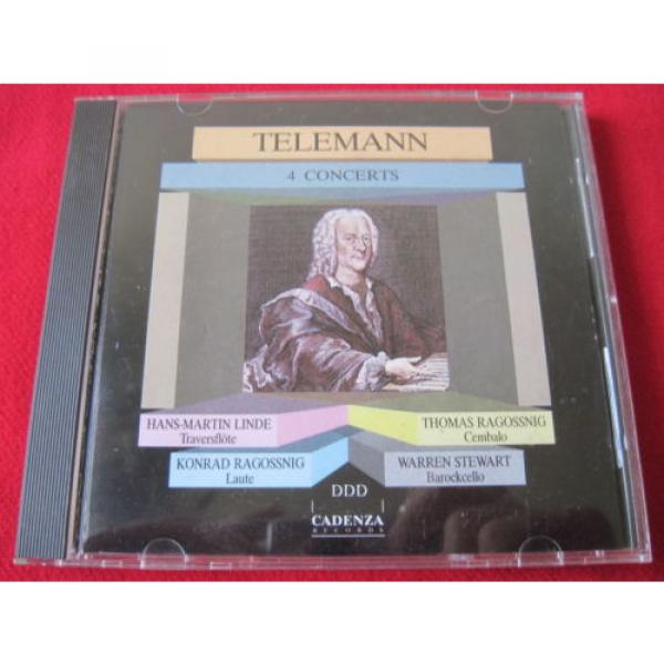 TELEMANN 4 CONCERTS - LINDE/RAGOSSNIG/STEWART - CADENZA (CD 1986 W GERMANY) RARE #1 image