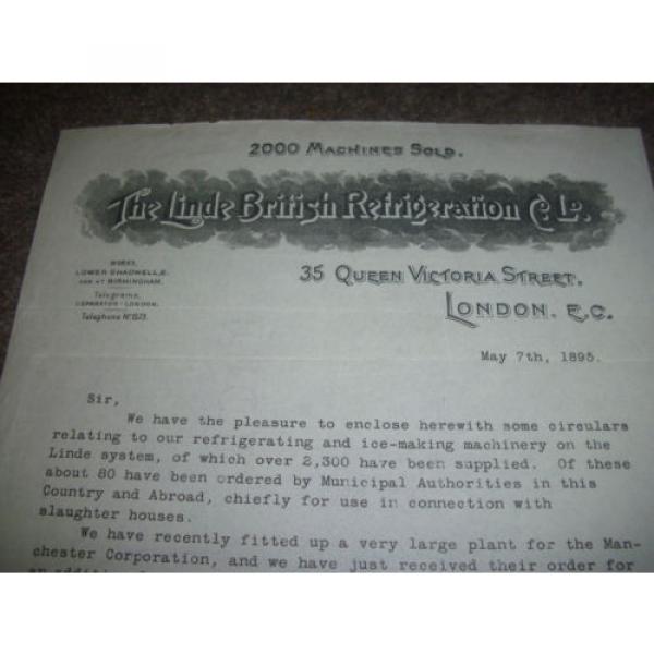 Linde British Refrigeration Co  Queen Victoria St  LONDON  Letterhead  1895 #2 image