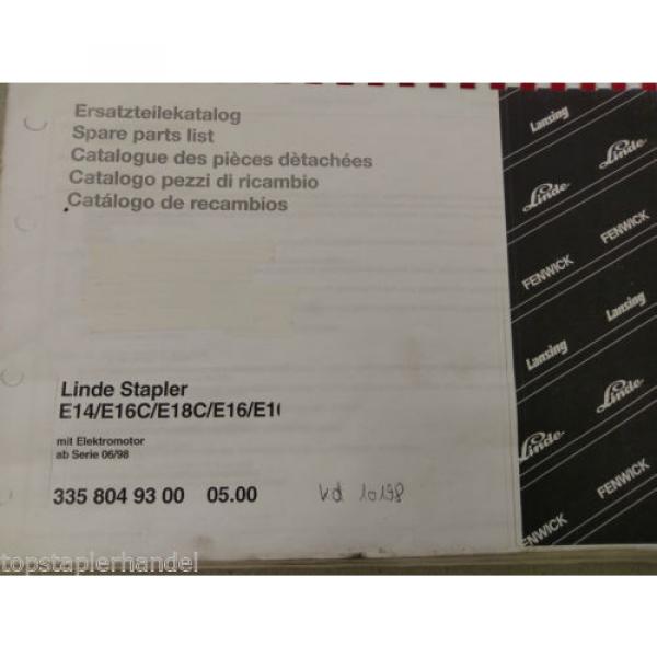 Ersatzteilbuch Linde Gabelstapler E14/E16C/E18C/E16/ Serie 335 ab 06/98 #1 image