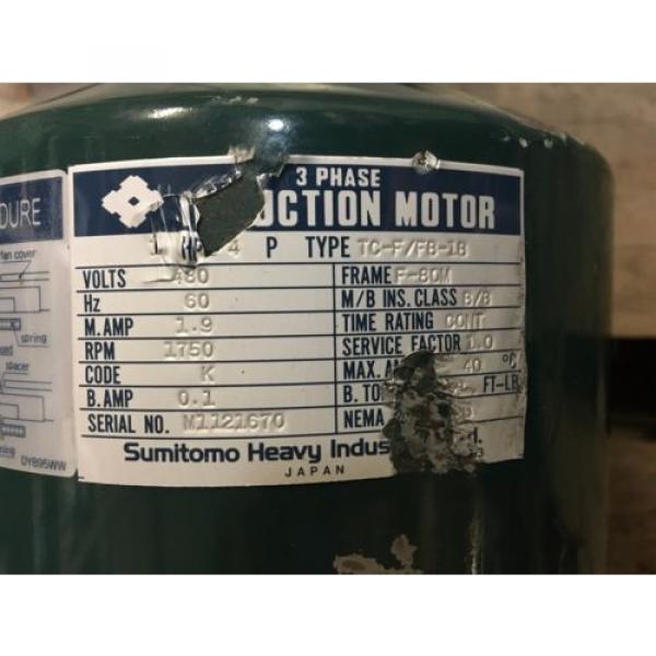 SUMITOMO SM-RHYTAX GEAR MOTOR, KHYM1-80DA-K1-B-450, RATIO 450, 480V, USED #2 image