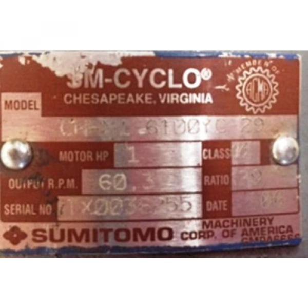 SUMITOMO SM-CYCLO INDUCTION GEAR MOTOR CNHM1-6100YC-29, 1 HP, 3 PH, RATIO 29:1 #2 image