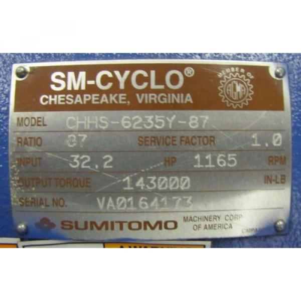 SUMITOMO CHHS-6235Y-87 SM-CYCLO 87:1 RATIO SPEED REDUCER GEARBOX REBUILT #2 image