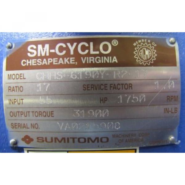 SUMITOMO CHH-6190Y-17 SM-CYCLO 17:1 RATIO SPEED REDUCER GEARBOX Origin #2 image