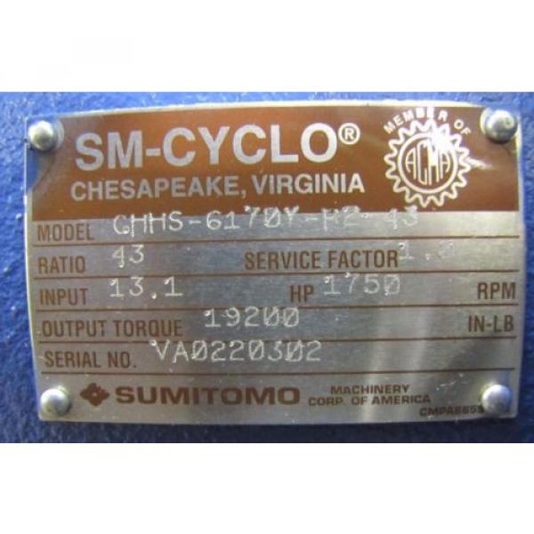 SUMITOMO CHHS-6170Y-R2-43 SM-CYCLO 43:1 RATIO SPEED REDUCER GEARBOX REBUILT #2 image