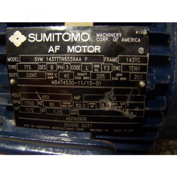 Origin MARATHON SUMITOMO 1/2 HP ELECTRIC MOTOR 460 VAC 1750 RPM 143TC FRAME 3 Ø #5 image