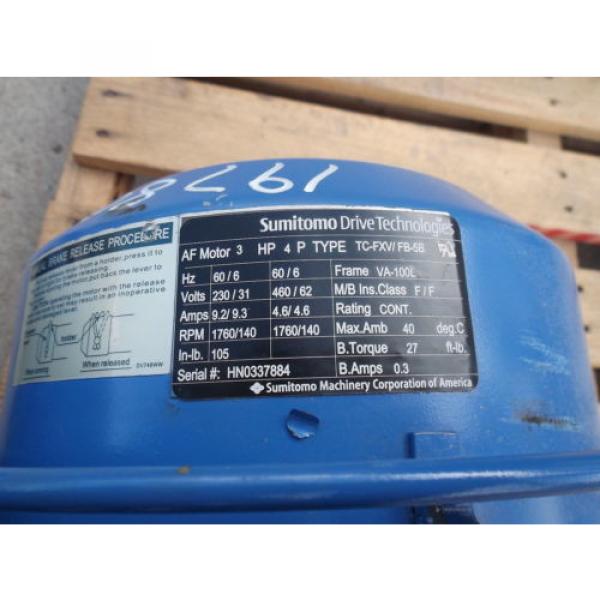 SUMITOMO EHYM3-B6125YA-AVY3-B-123 GEARMOTOR, RATIO 123, 3 HP MOTOR, 1760/140 RPM #5 image