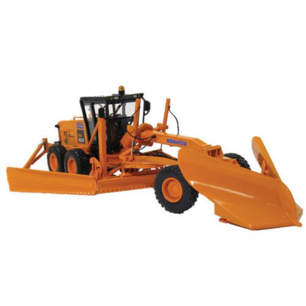 First Gear Komatsu GD655 Motor Grader w/V-Plow &amp; Wing D.O.T. orange 1:50 Scale #1 image